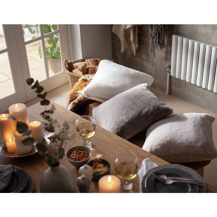 Habitat Plain Faux Fur Cushion - Grey - 43x43cm 0