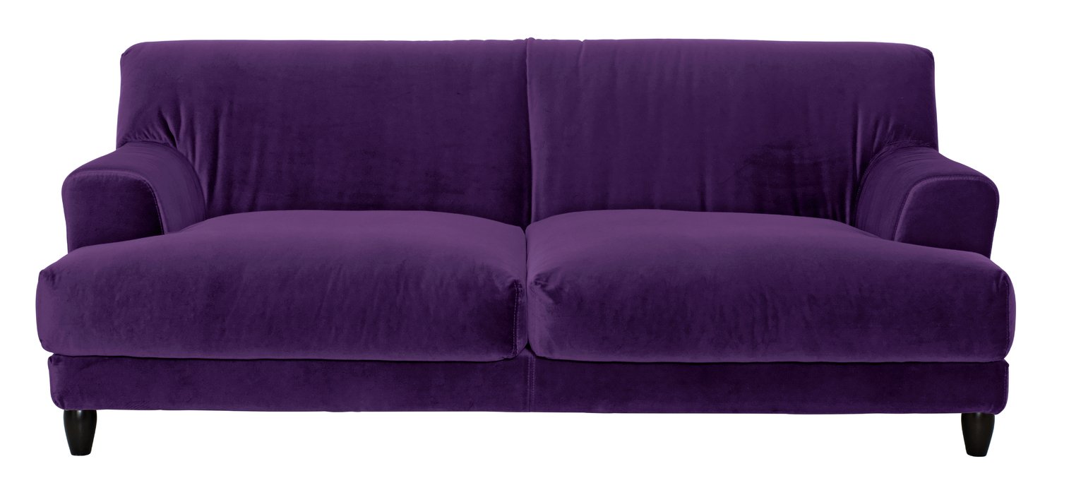 Habitat Askem 3 Seater Velvet Sofa - dark purple