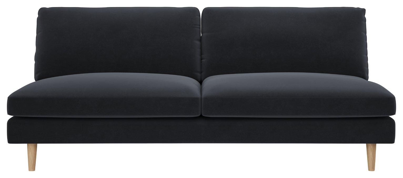 Habitat Teo Velvet 3 Seater Sofa - Charcoal