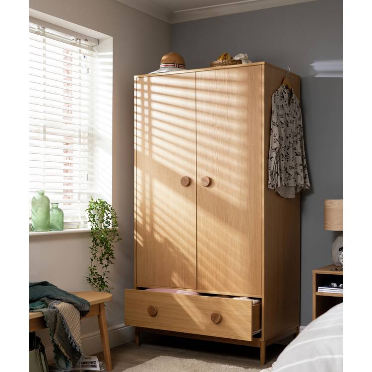 Habitat Cornelia 2 Door Wardrobe - Oak 0