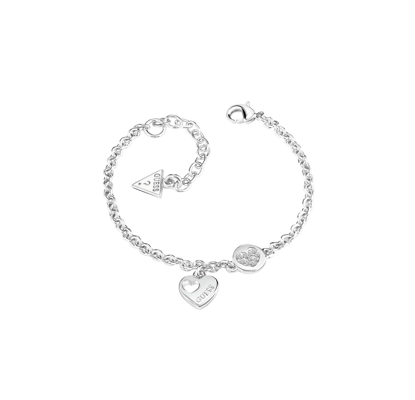 Guess Crystal Heart Devotion Silver Coloured Bracelet