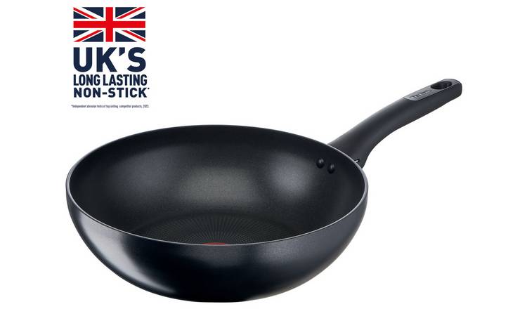 Tefal Daily Cook Induction Non-Stick Stainless Steel Wok 28cm + Lid, BIG W