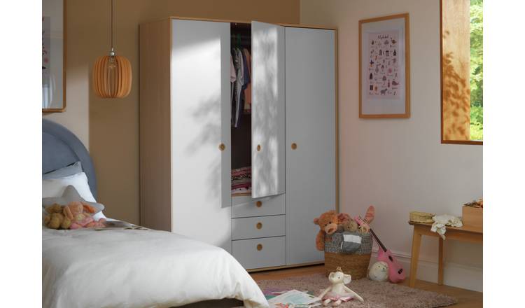 Argos Home Camden 3 Door 3 Drawer Wardrobe - Grey & Acacia