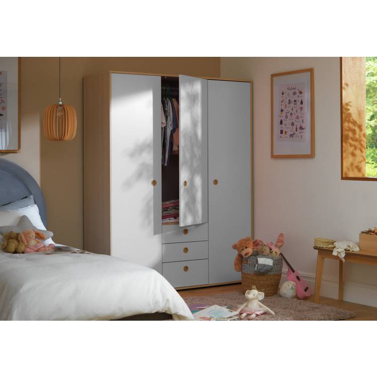 Argos Home Camden 3 Door 3 Drawer Wardrobe - Grey & Acacia 0
