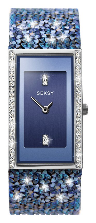 Seksy Rocks Ladies Blue Crystal Set Strap Watch