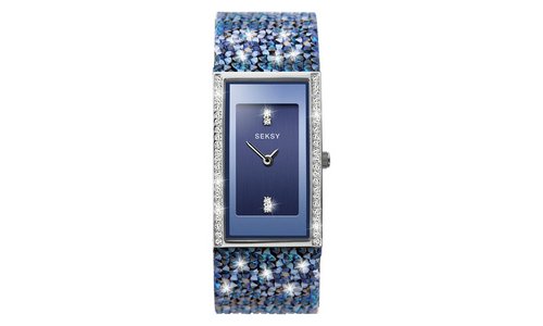 Seksy Ladies Blue Crystal Strap Watch with Matching Kuwait Ubuy