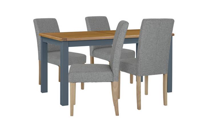 Argos Home Kent Wood Veneer Dining Table & 4 Grey Chairs