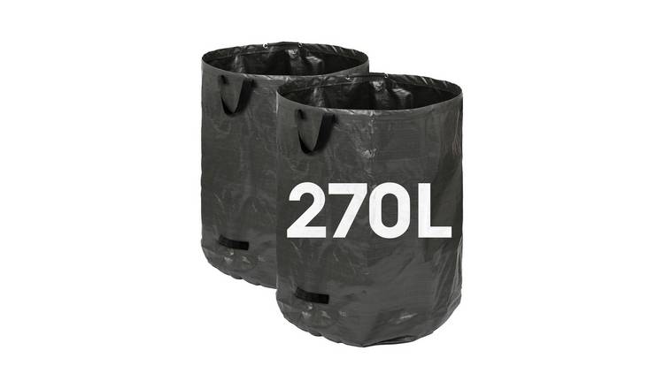 Harbour Housewares Heavy-Duty Garden Waste Bags - 270L - Black - Pack of 2