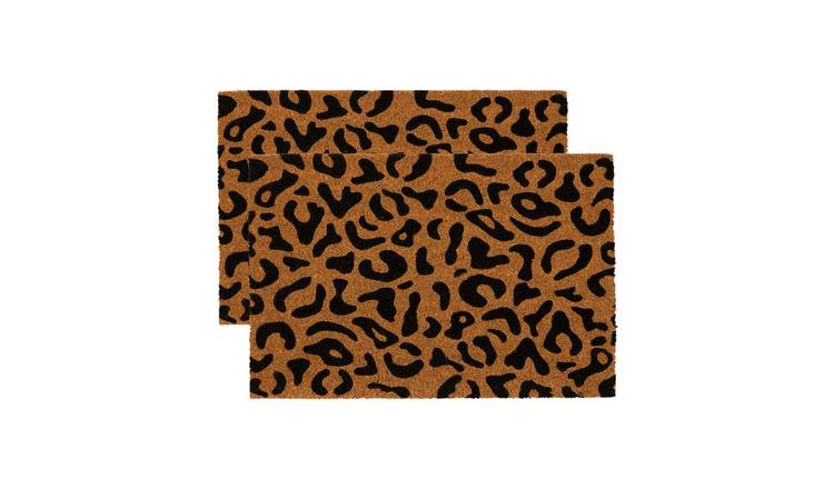 Nicola Spring Coir Door Mats - Leopard - Pack of 2