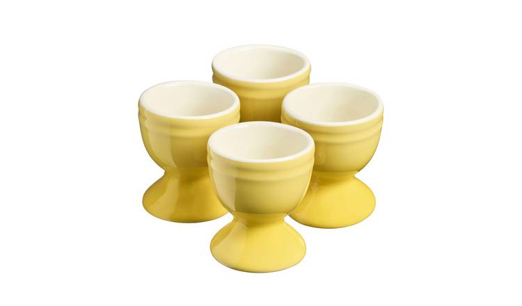 Cooks Professional 4 Piece Stoneware Egg Cup Set - Yellow