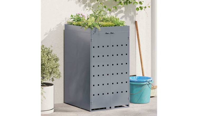 Walplus Single 240 L Steel Wheelie Bin Store - Light Grey - 68 x 77.5 x 121.5 cm