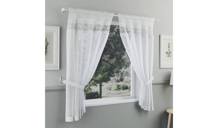 Tyrone Textiles Lucy Curtain Window Set - 140 x 106cm - White