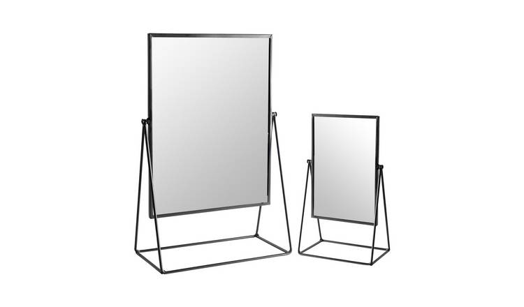 Harbour Housewares 2 Piece Rectangle Dressing Table Mirror Set - Black - 2 Sizes