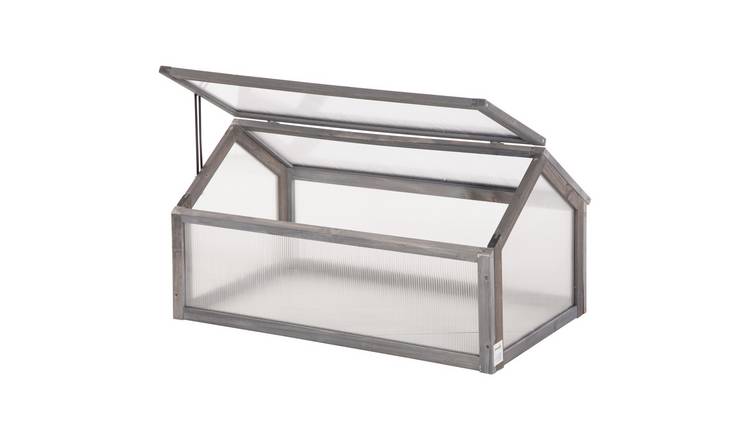 Outsunny Wooden Polycarbonate Cold Frame Greenhouse with Cover – Grey