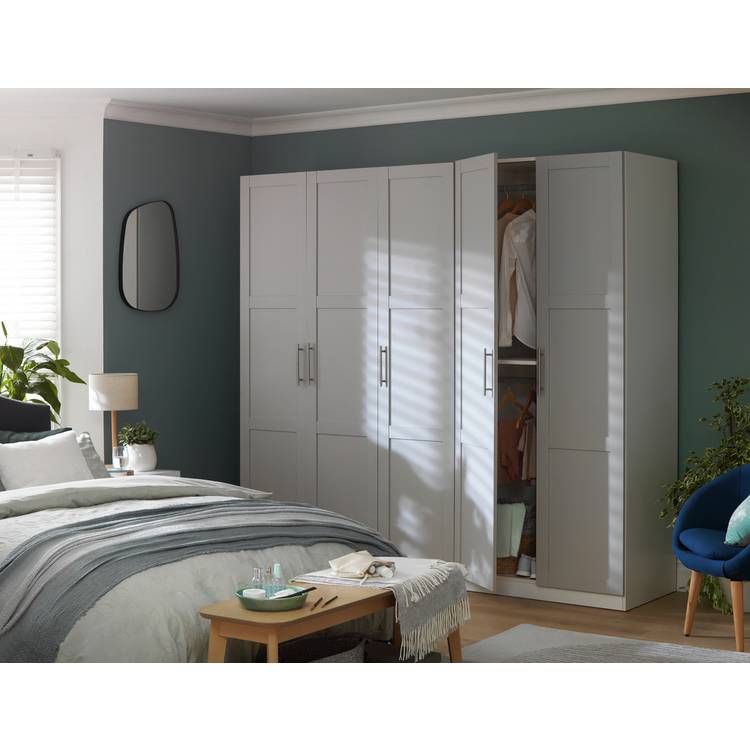 Habitat Munich Panelled 5 Door Wardrobe - Grey 0