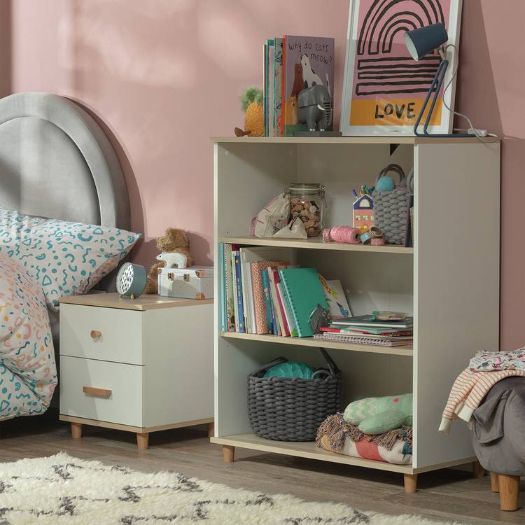 Habitat Melby Deep Bookcase - White & Acacia 0
