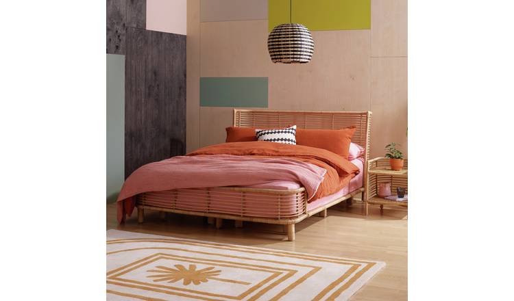 Rattan wooden bed deals frame