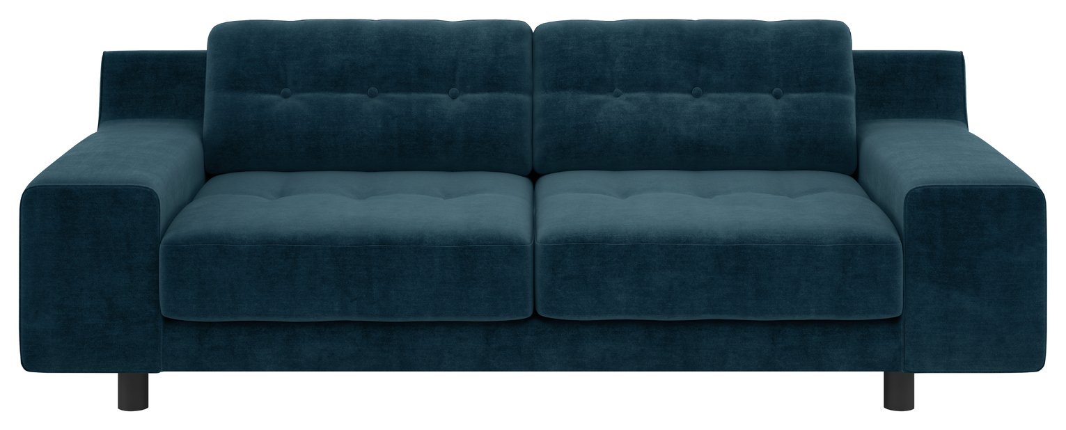 Habitat Hendricks Velvet 3 Seater Sofa - Ink Blue