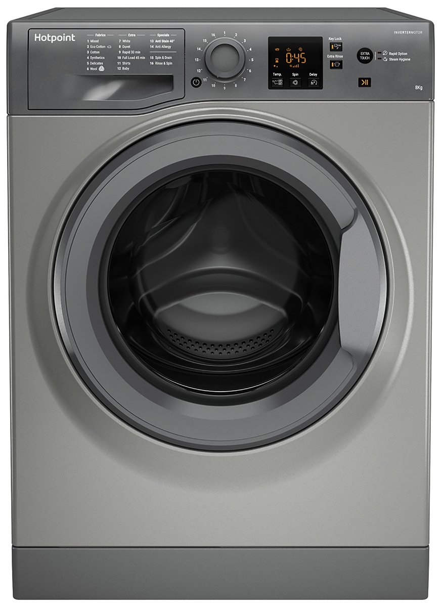 Hotpoint NSWM843CGG 8KG 1400 Spin Washing Machine - Graphite