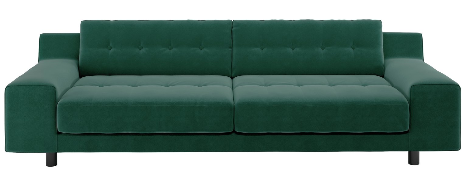 Habitat Hendricks Velvet 4 Seater Sofa - Emerald Green