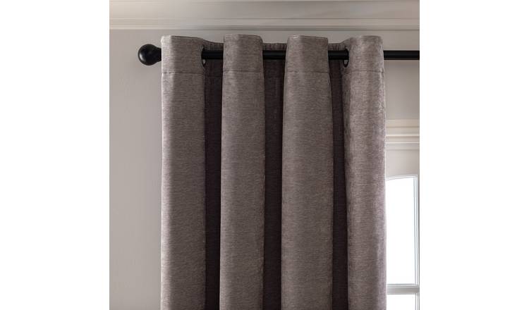 Habitat Plain Chenille Blackout Lined Curtain - Grey