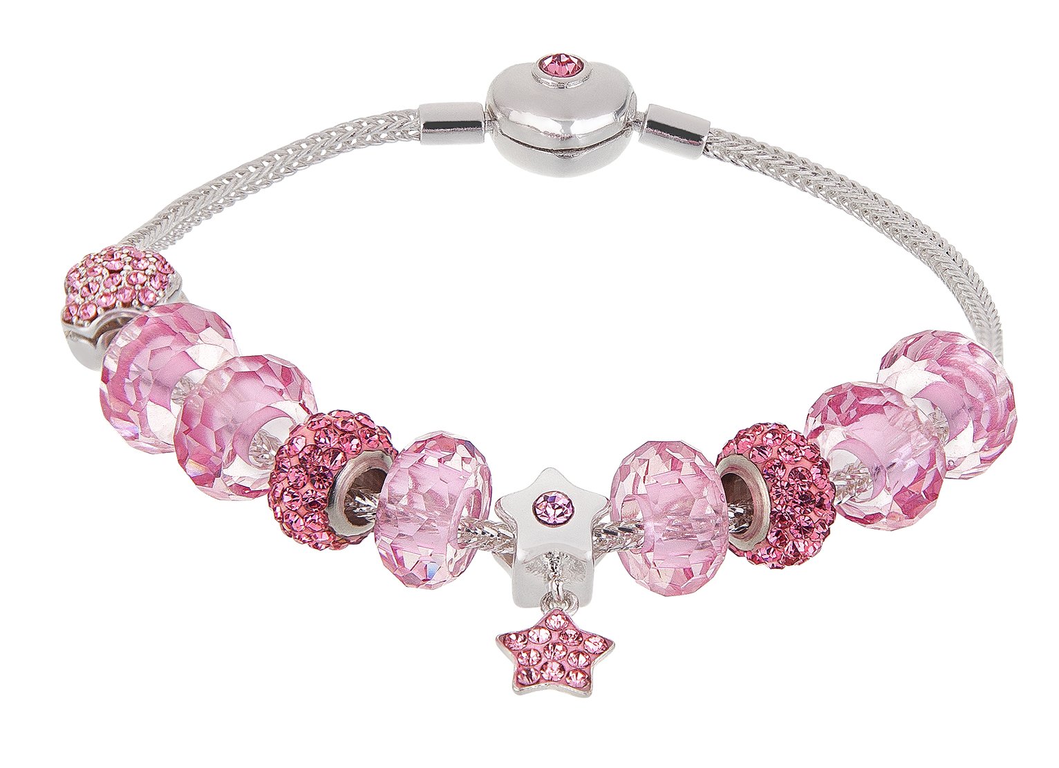 Revere Silver Plated Crystal Beaded Charm Bracelet