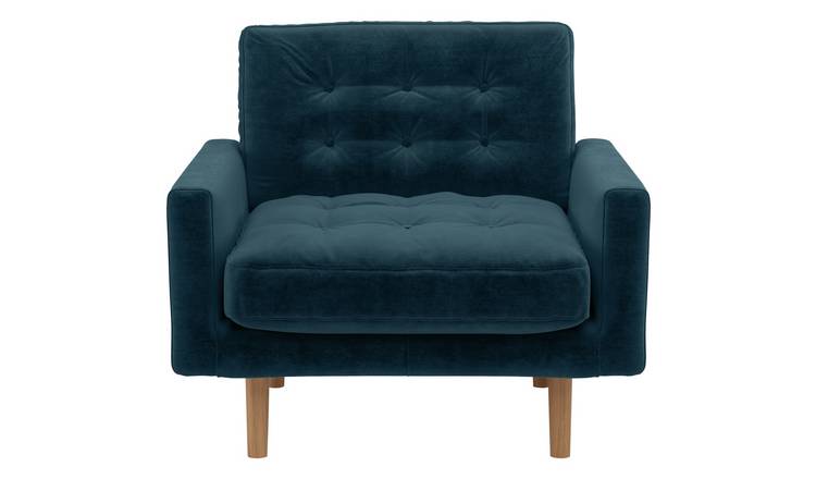 Buy Habitat Fenner Fabric Armchair - Ink Blue | Armchairs and chairs ...