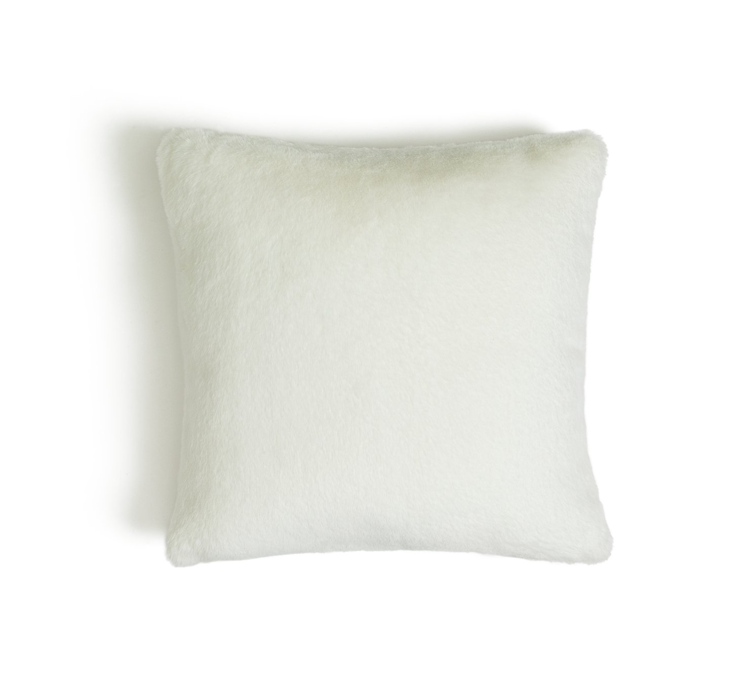 Habitat Plain Faux Fur Cushion - Cream - 43x43cm