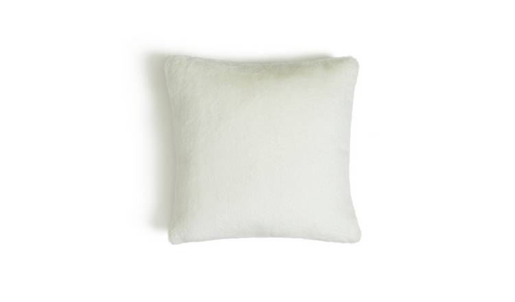 Habitat Plain Faux Fur Cushion - Cream - 43x43cm