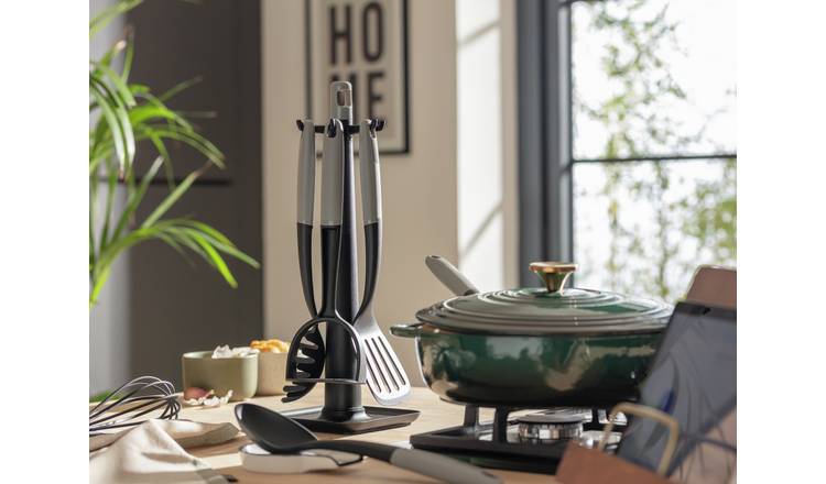 Argos Home 6 Piece Utensil Set with Stand - Black