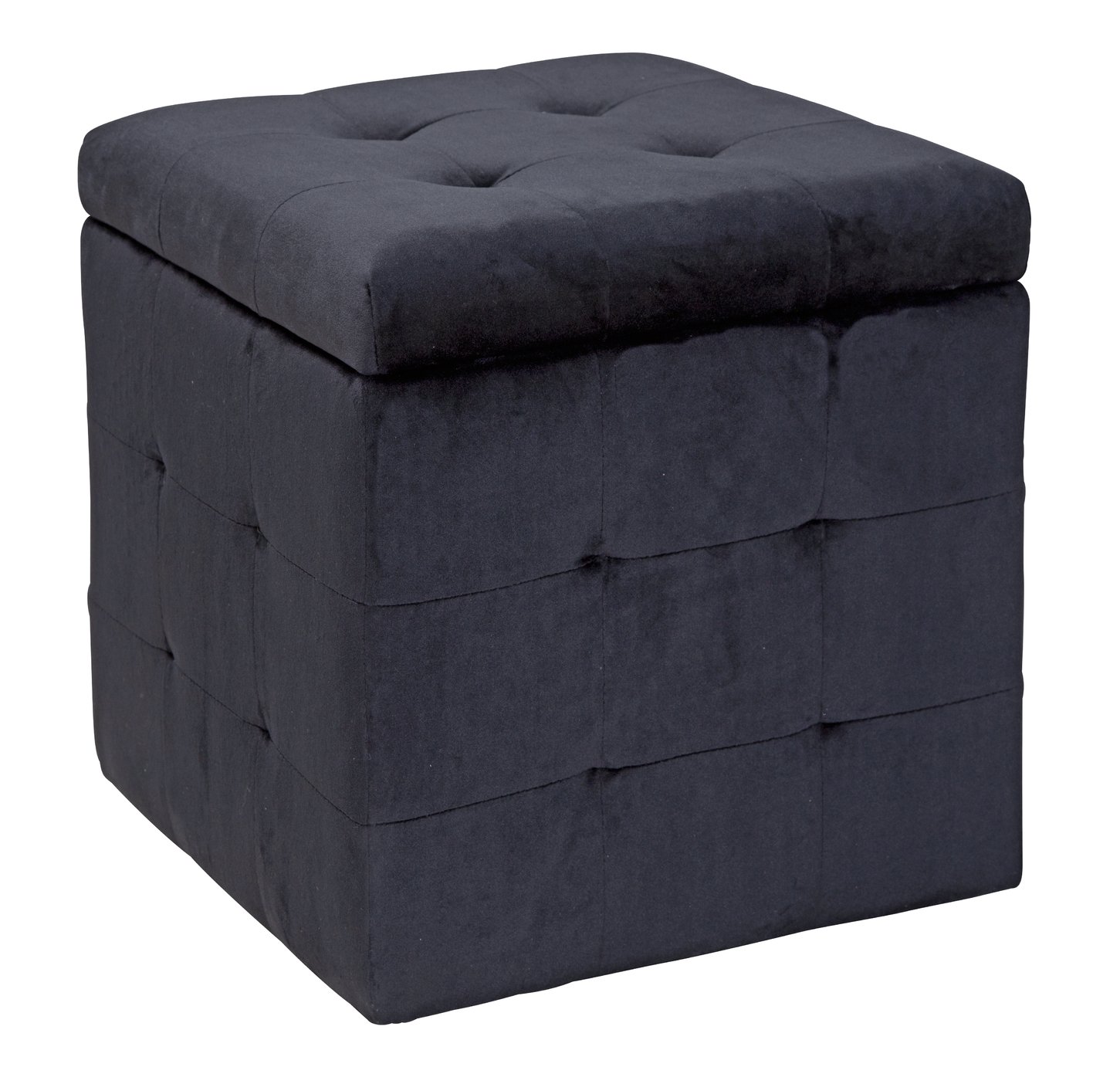 Argos Home Small Velvet Ottoman - Black