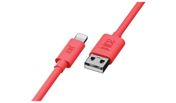 Juice USB A to Lightning 1m Charge Cable - Coral