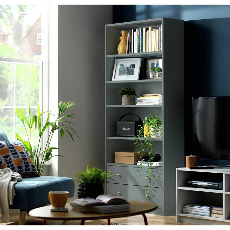 Argos Home Maine 2 Drawer Bookcase - Grey 0