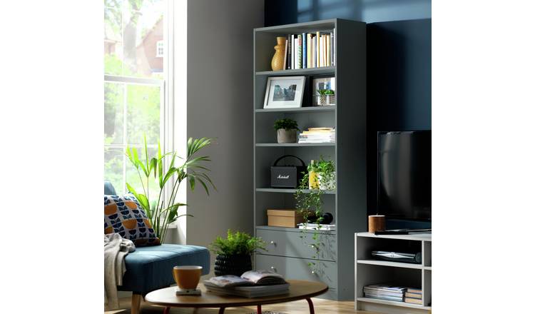 Buy Argos Home Maine 2 Drawer Bookcase Grey Bookcases and shelving