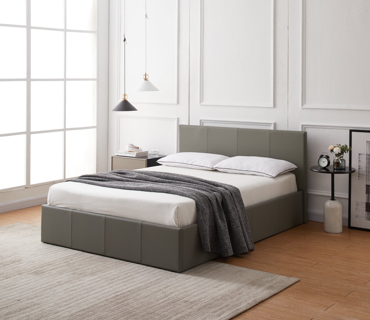 Argos Home Lavendon Double Side Open Ottoman Bed Frame- Grey