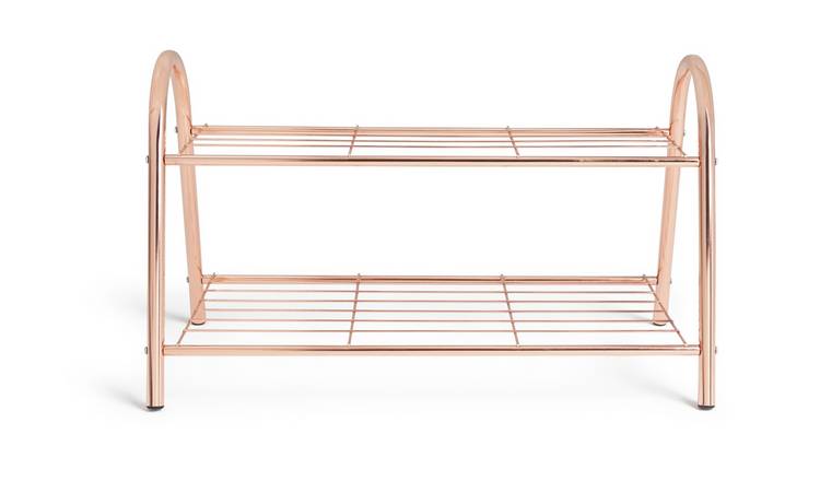 Buy Habitat Boutique 2 Tier Wire Shoe Rack Rose Gold