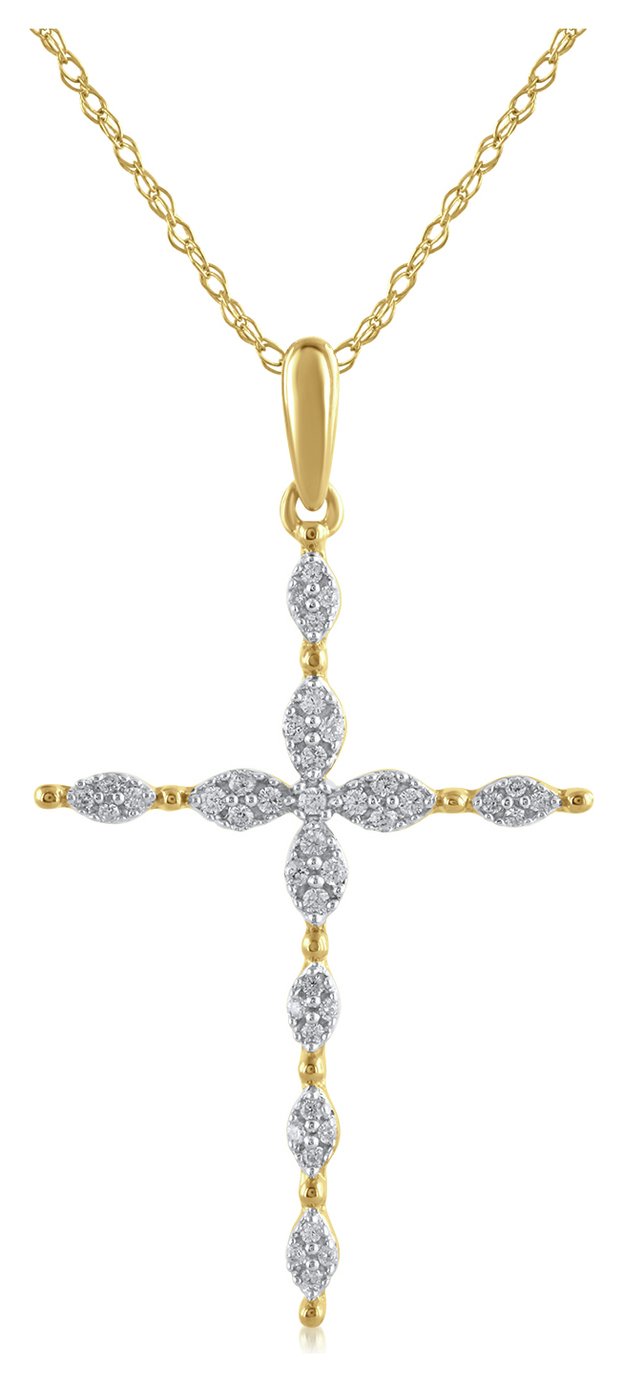 Revere 9ct Gold 0.15ct tw Diamond Cross Pendant Necklace Review