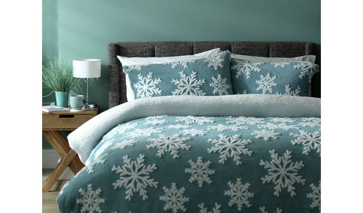 Argos Home Christmas Snowflake Fleece Bedding Set - Single