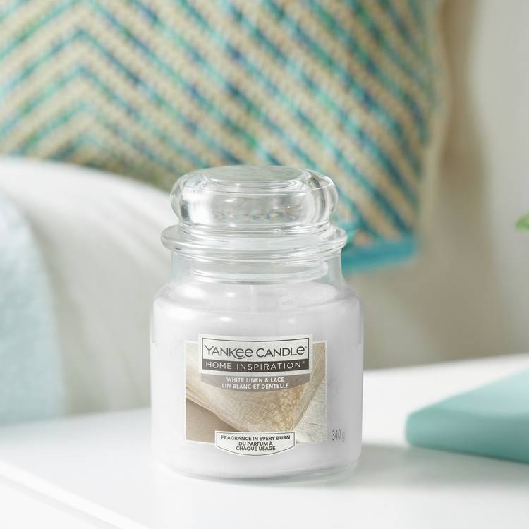 Yankee Home Inspiration Medium Jar Candle White Linen & Lace 0