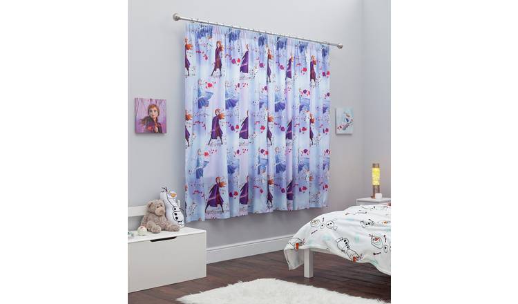 Disney Frozen 2 Kids Pencil Pleat Curtains- Blue -168x137cm 