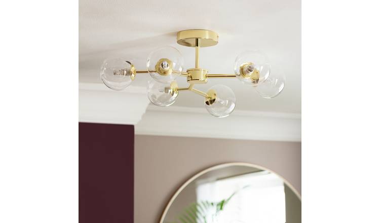 Buy Habitat Molecular 6 Light Metal Flush Ceiling Light Brass Ceiling lights Habitat