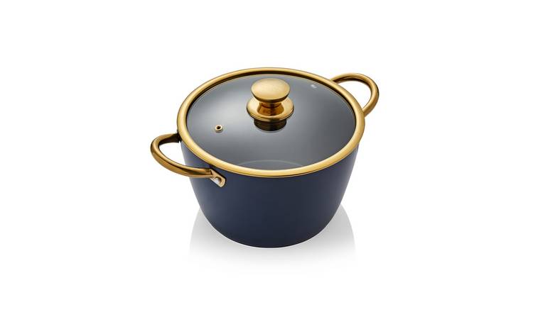 Tower 24cm Ceramic Non Stick Casserole Dish - Blue and Gold