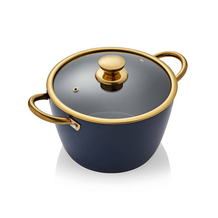 Tower 24cm Ceramic Non Stick Casserole Dish - Blue and Gold 0
