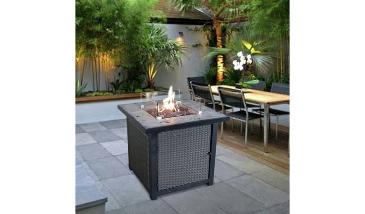 Teamson Home HF25601BA UK Gas Fire Pit With Cover