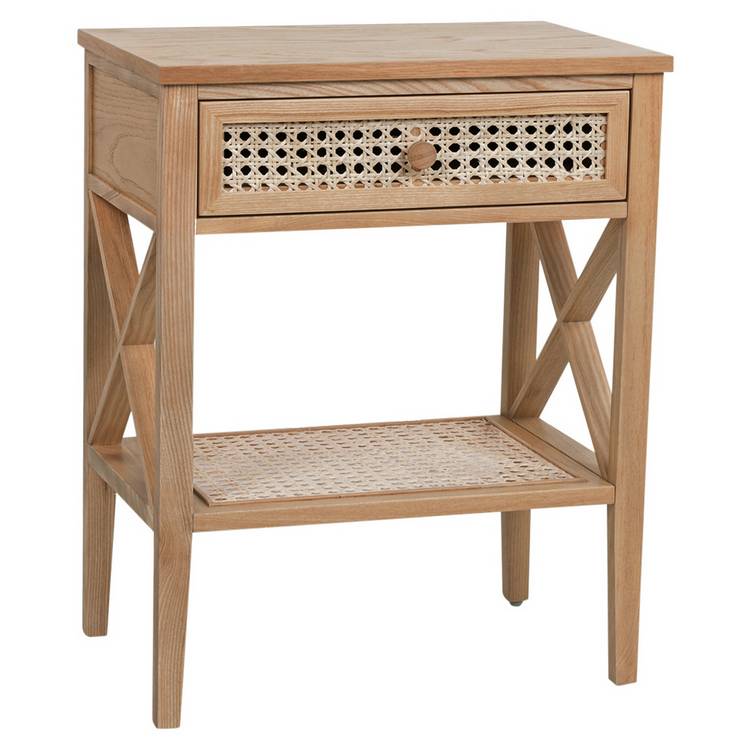 Habitat Mornington Rattan 1 Drawer Bedside Table - Oak 0