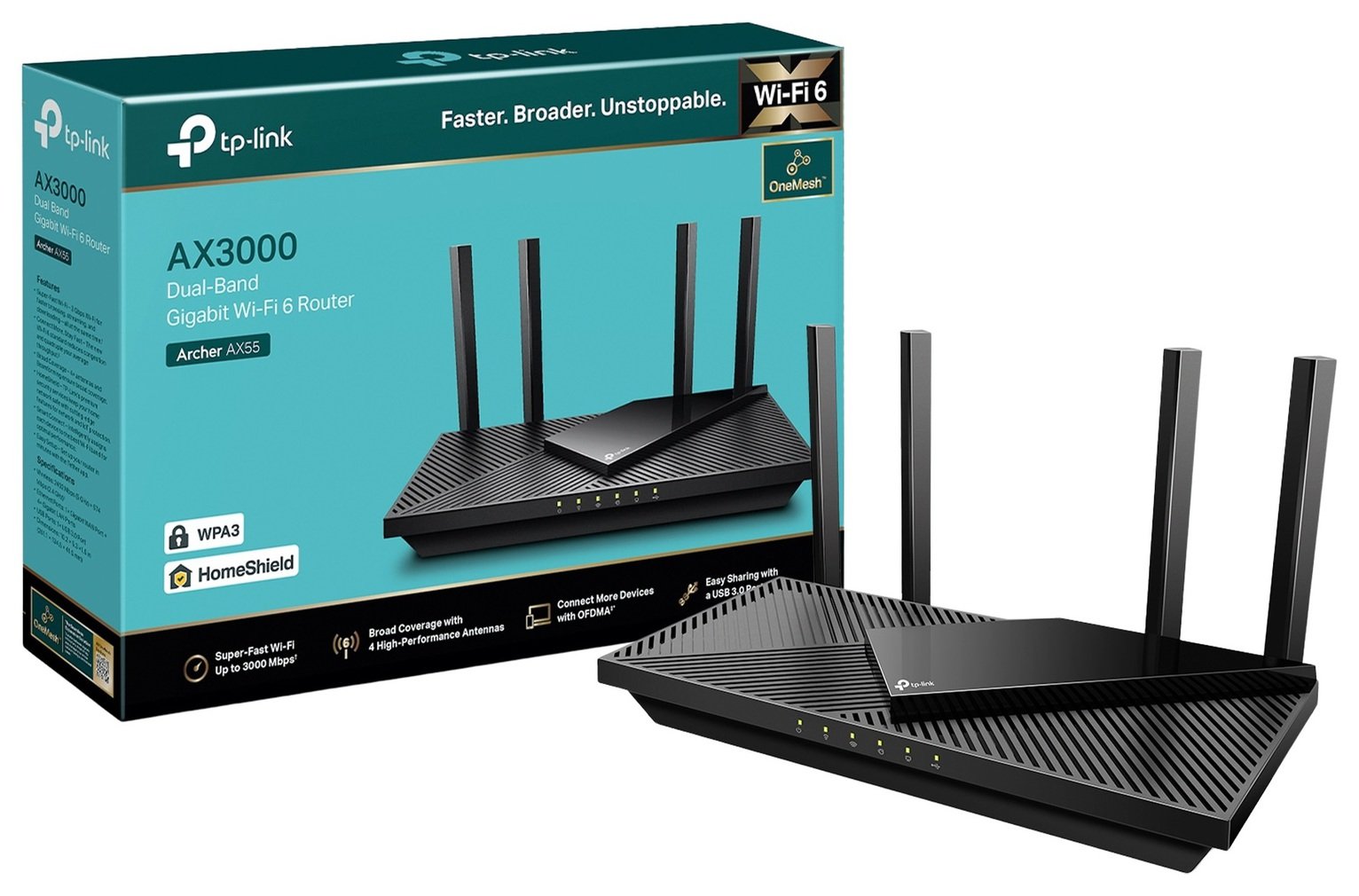 TP-Link Archer AX55 Dual-Band Gigabit Wi-Fi 6 AX3000 Router