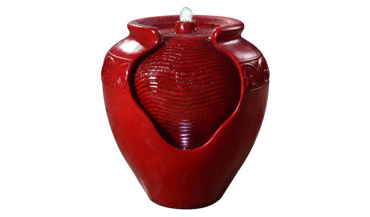 Peaktop YG0034AZ UK Pot Water Fountain Red With LED Lights