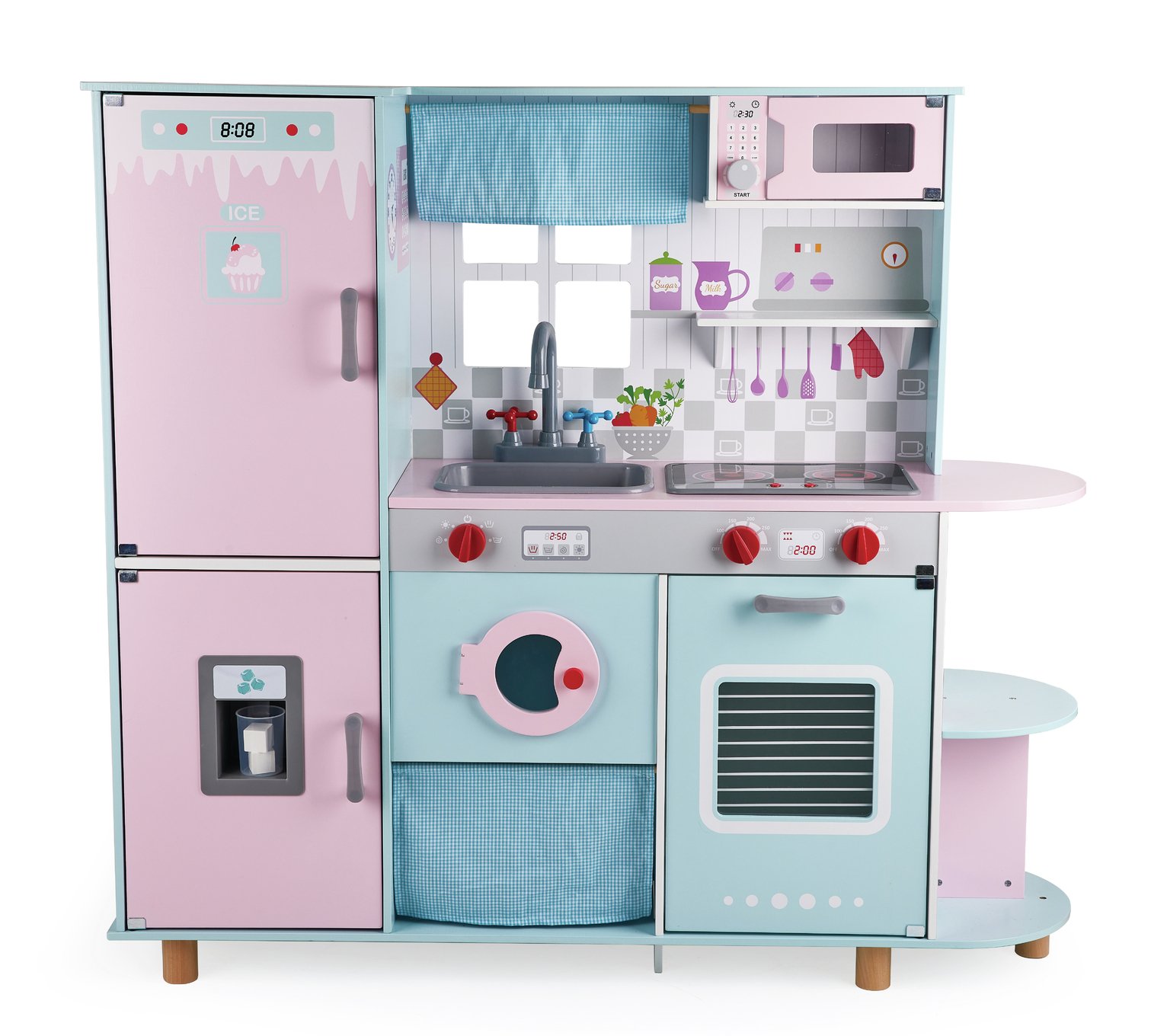 Chad Valley Wooden Deluxe Pink and Blue Kitchen