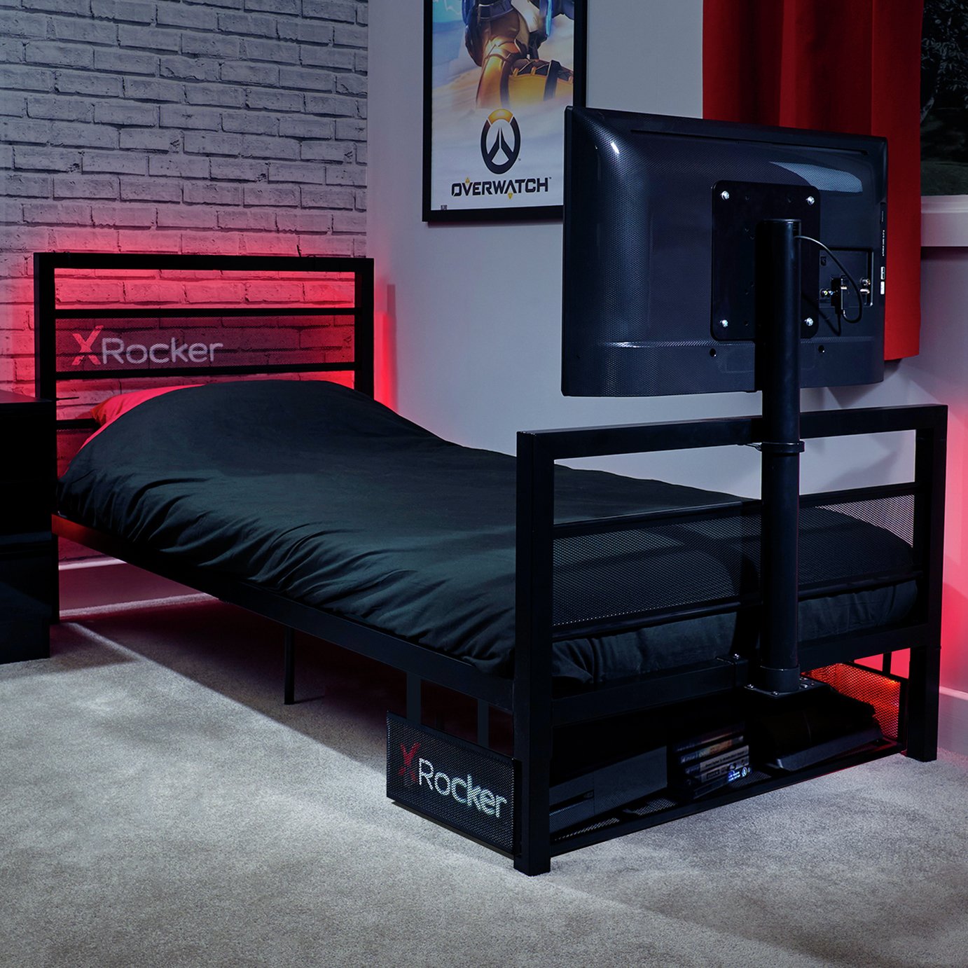 X Rocker BaseCamp TV and Gaming Bed & Kids Mattress - Black