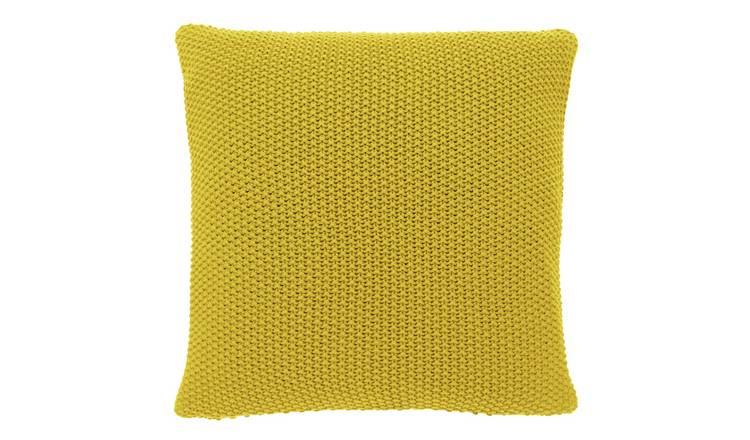 Habitat Paloma Knitted Cotton Cushion - Saffron - 55x55cm